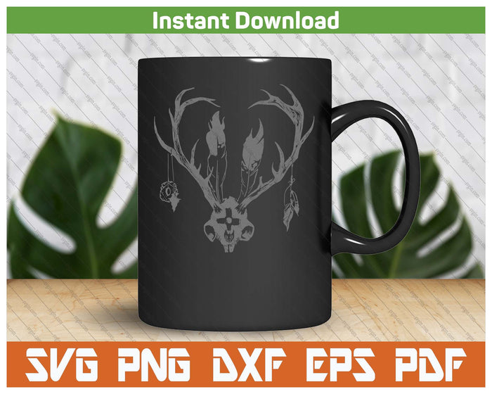 Ceremonial Jackalope Skull SVG PNG  Western Decor Digital Files