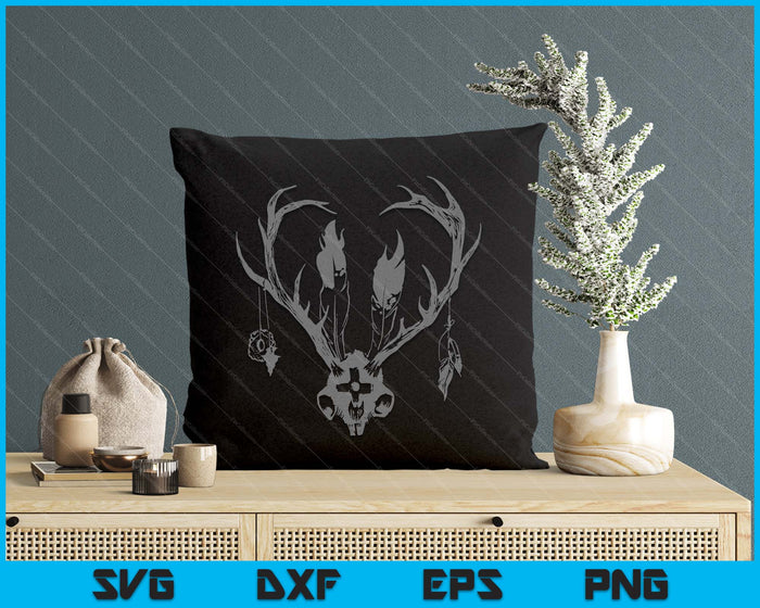 Ceremonial Jackalope Skull  Western Style SVG PNG Digital Printable Files