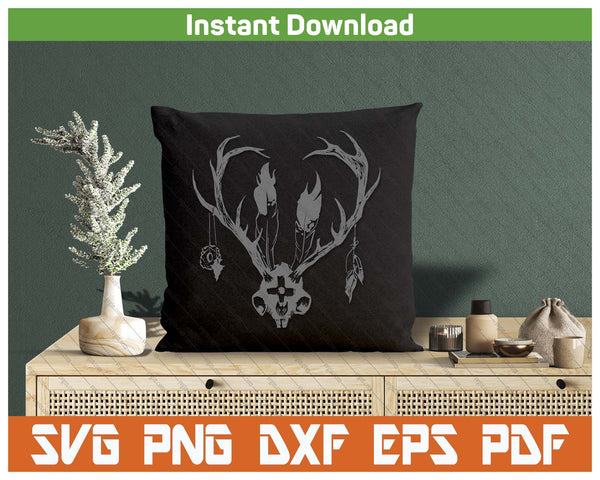 Ceremonial Jackalope Skull SVG PNG  Western Decor Digital Files