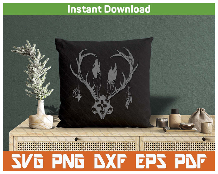 Ceremonial Jackalope Skull SVG PNG  Western Decor Digital Files