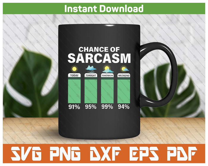 Warning Chance Of Sarcasm Funny SVG PNG Cutting Files