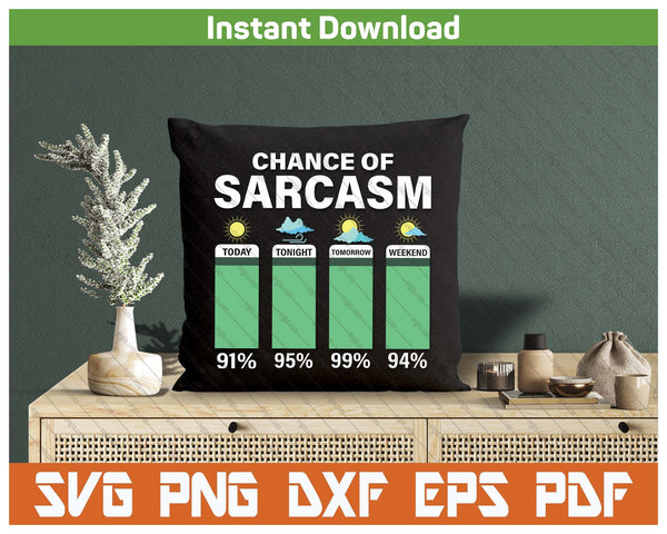 Warning Chance Of Sarcasm Funny SVG PNG Cutting Files