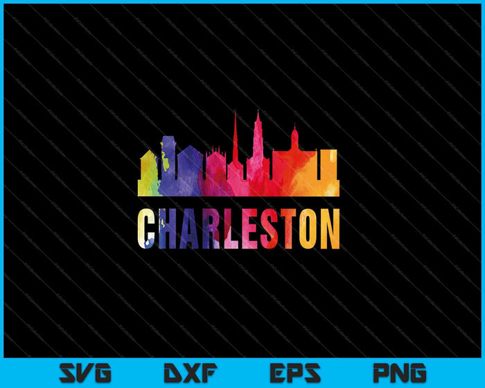 Charleston Watercolor Skyline Home State Souvenir SVG PNG Cutting Printable Files