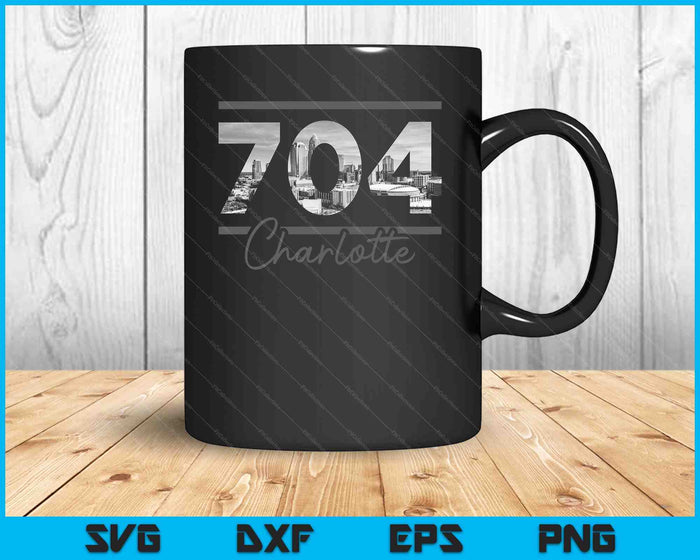 Charlotte 704 Código de área Skyline Carolina del Norte Vintage SVG PNG Cortar archivos imprimibles