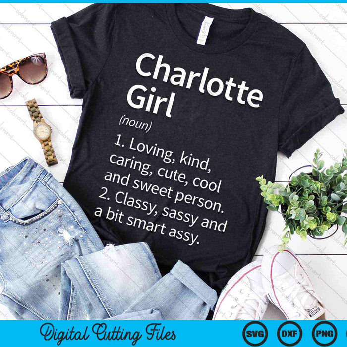 Charlotte Girl NC North Carolina City Home Roots SVG PNG Archivos de corte digitales