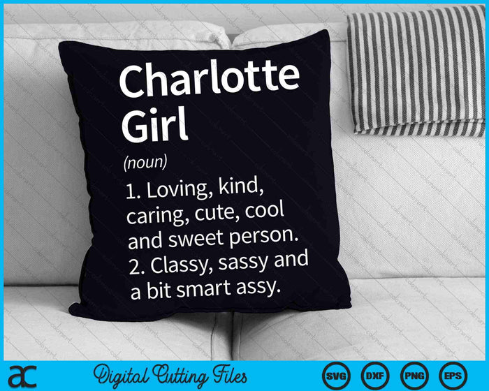 Charlotte Girl NC North Carolina City Home Roots SVG PNG Archivos de corte digitales