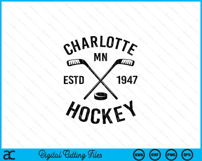 Charlotte Minnesota Ice Hockey Sticks Vintage Gift SVG PNG Digital Cutting Files