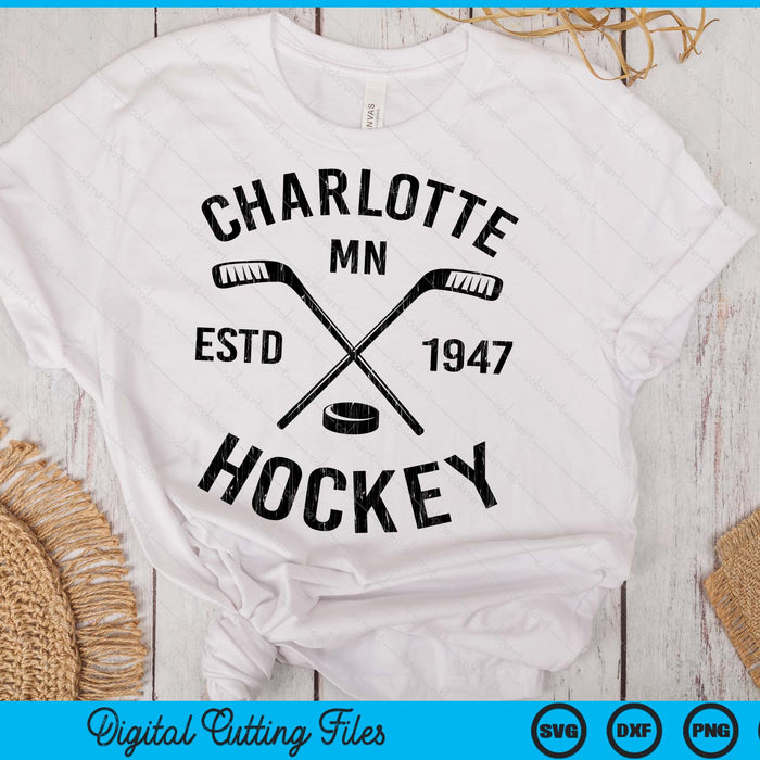 Charlotte Minnesota Ice Hockey Sticks Vintage Gift SVG PNG Digital Cutting Files