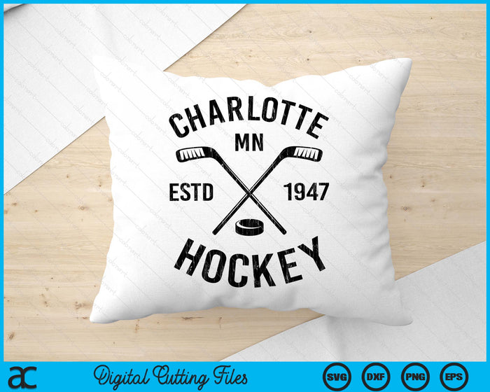 Charlotte Minnesota Ice Hockey Sticks Vintage Gift SVG PNG Digital Cutting Files