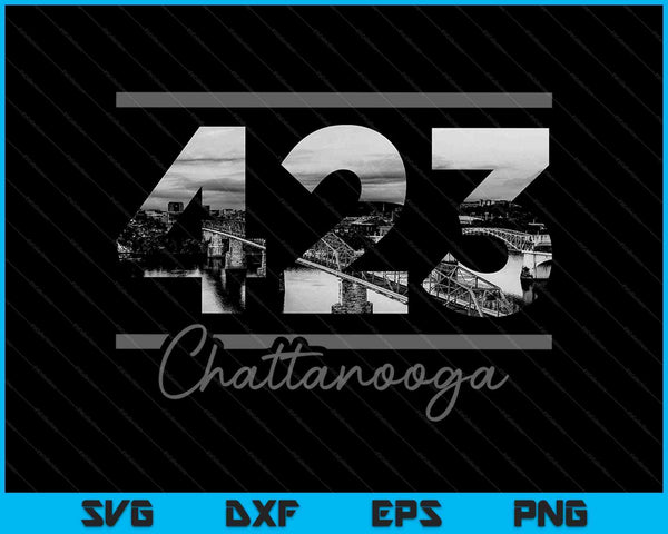 Chattanooga 423 Area Code Skyline Tennessee Vintage SVG PNG Cutting Printable Files