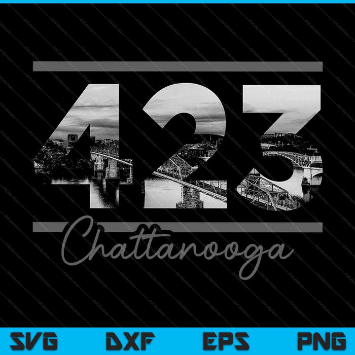 Chattanooga 423 Area Code Skyline Tennessee Vintage SVG PNG Cutting Printable Files