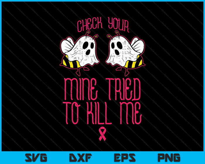 Check Your Boo Bees Funny Halloween Breast Cancer Awareness SVG PNG Digital Printable Files