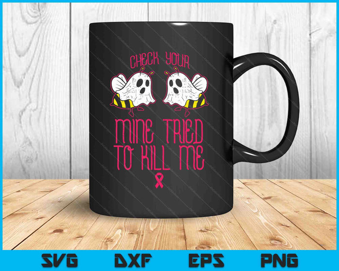 Check Your Boo Bees Funny Halloween Breast Cancer Awareness SVG PNG Digital Printable Files