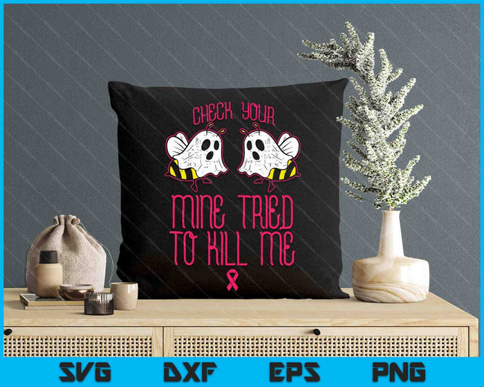 Check Your Boo Bees Funny Halloween Breast Cancer Awareness SVG PNG Digital Printable Files