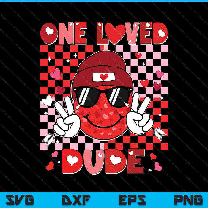 Checkered heart one loved dude Valentines Day SVG PNG cut file for Cricut