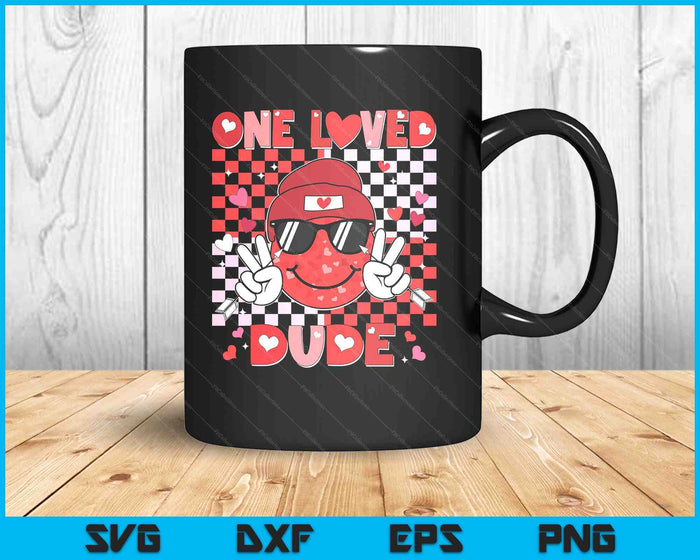 Checkered Heart One Loved Dude Valentines Day SVG PNG Digital Printable Files