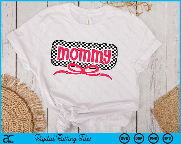 Checkered Mommy Pink Coquette Bow Retro Checkered Mothers Day SVG PNG Digital Printable Files