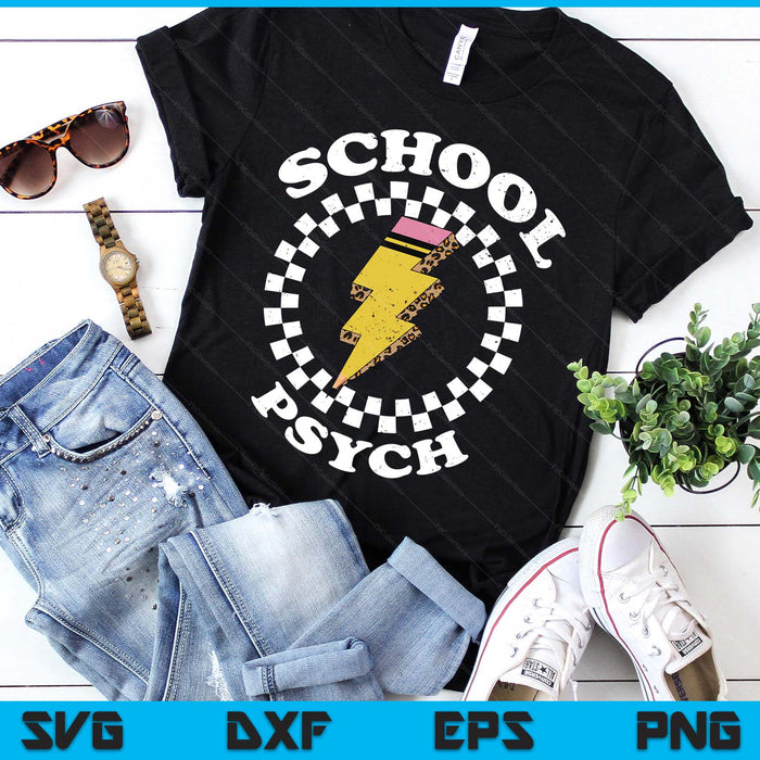 Checkered School Psychologist Pencil Lightning Bolt School SVG PNG Digital Printable Files