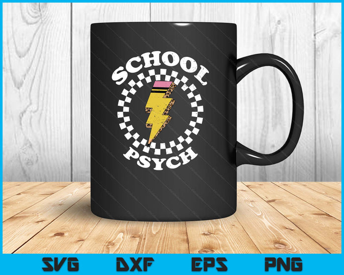 Checkered School Psychologist Pencil Lightning Bolt School SVG PNG Digital Printable Files