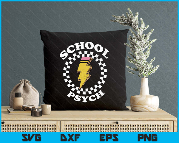 Checkered School Psychologist Pencil Lightning Bolt School SVG PNG Digital Printable Files