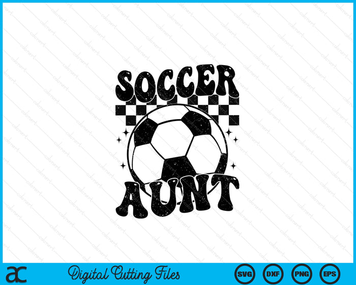 Checkered Soccer Aunt Retro Soccer Season SVG PNG Digital Cutting File