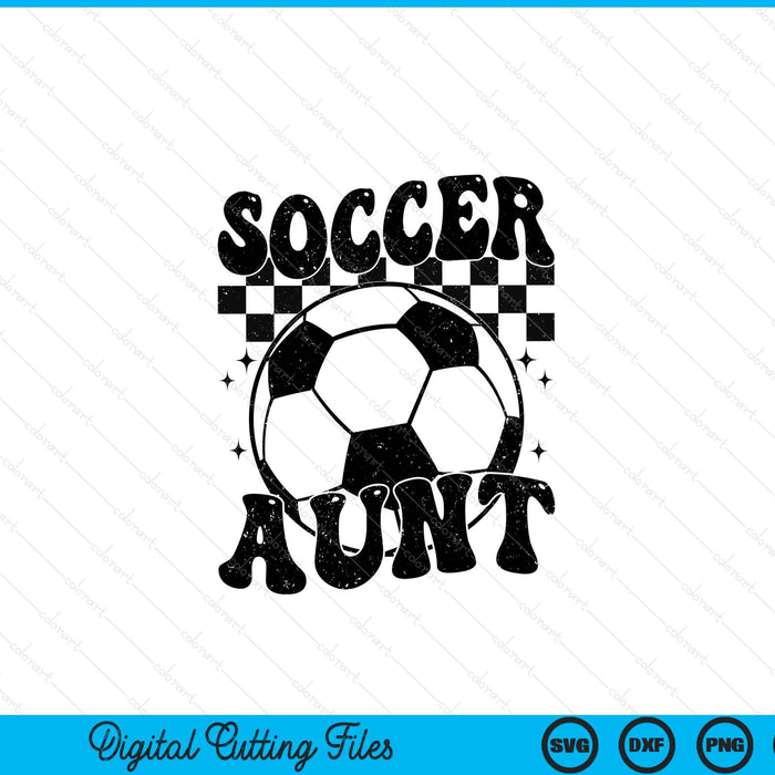 Checkered Soccer Aunt Retro Soccer Season SVG PNG Digital Cutting File