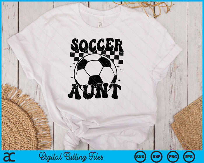 Checkered Soccer Aunt Retro Soccer Season SVG PNG Digital Cutting File