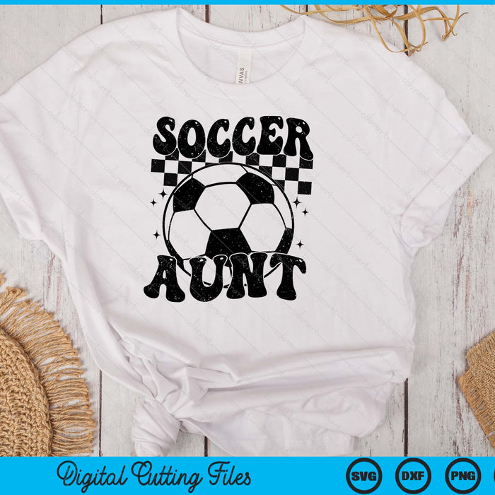 Checkered Soccer Aunt Retro Soccer Season SVG PNG Digital Cutting File