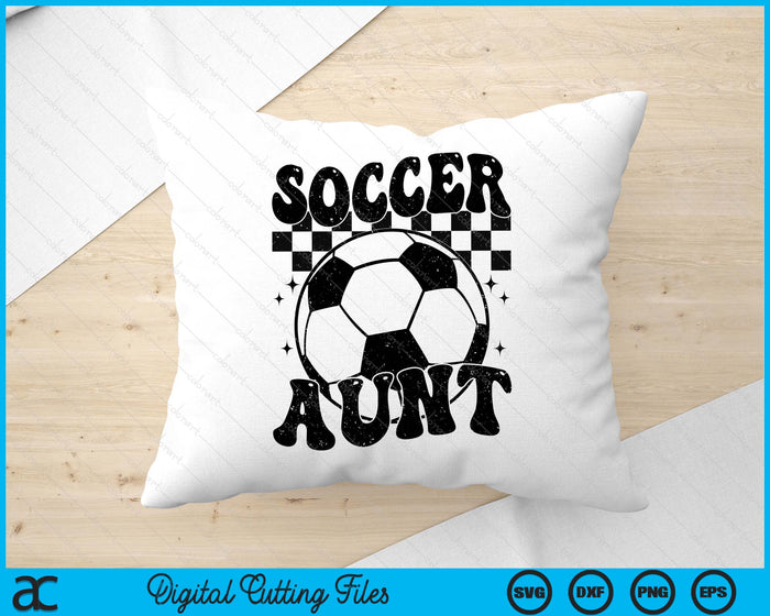 Checkered Soccer Aunt Retro Soccer Season SVG PNG Digital Cutting File