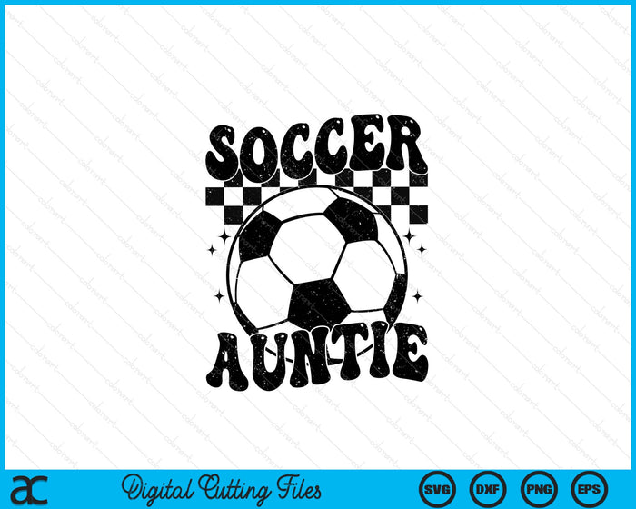 Checkered Soccer Auntie Retro Soccer Season SVG PNG Digital Cutting File