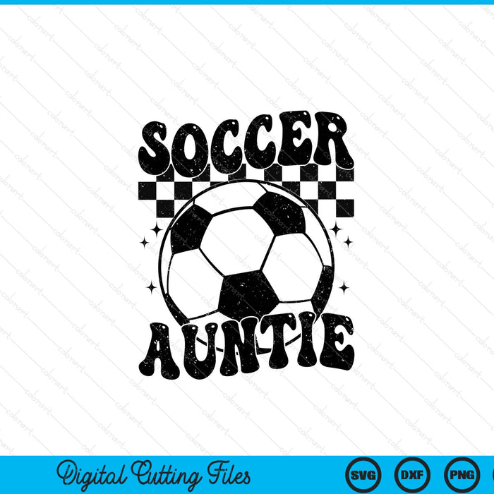 Checkered Soccer Auntie Retro Soccer Season SVG PNG Digital Cutting File