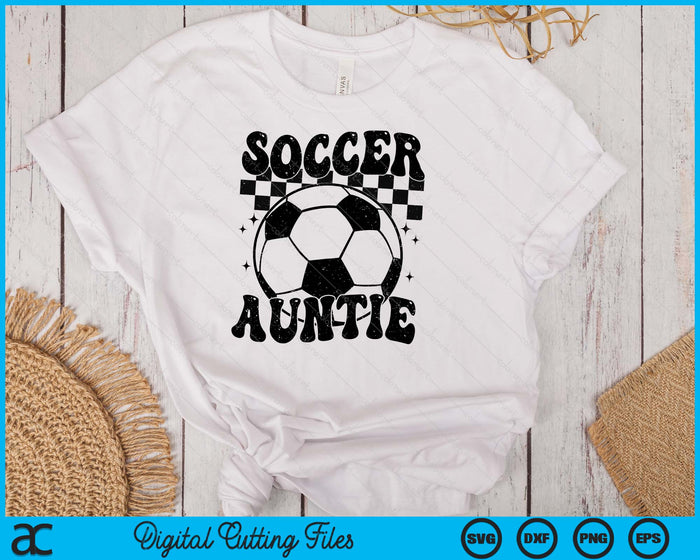 Checkered Soccer Auntie Retro Soccer Season SVG PNG Digital Cutting File