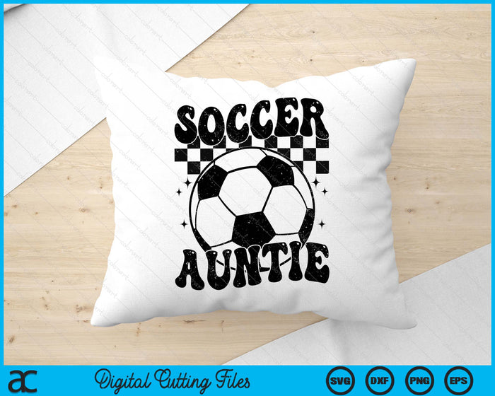 Checkered Soccer Auntie Retro Soccer Season SVG PNG Digital Cutting File