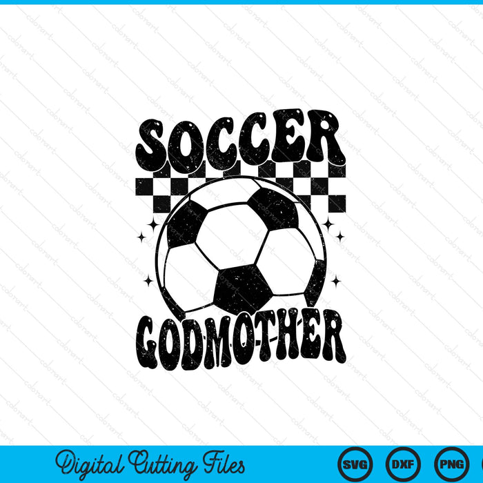 Checkered Soccer Godmother Retro Soccer Season SVG PNG Digital Cutting File