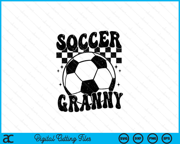 Checkered Soccer Granny Retro Soccer Season SVG PNG Digital Cutting File