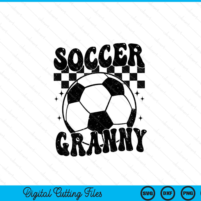 Checkered Soccer Granny Retro Soccer Season SVG PNG Digital Cutting File