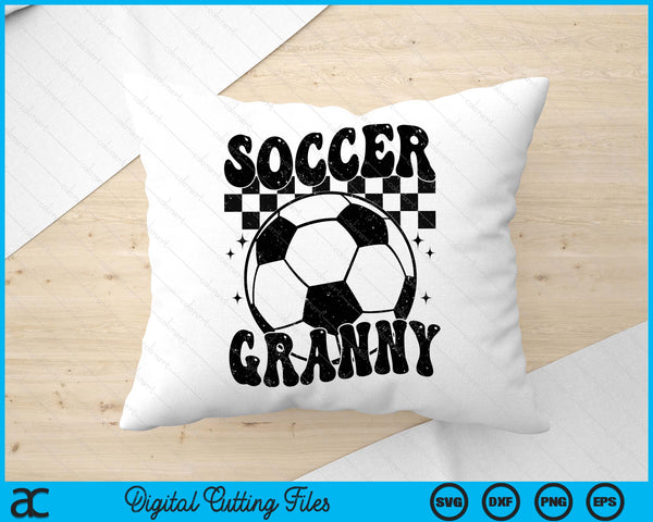 Checkered Soccer Granny Retro Soccer Season SVG PNG Digital Cutting File