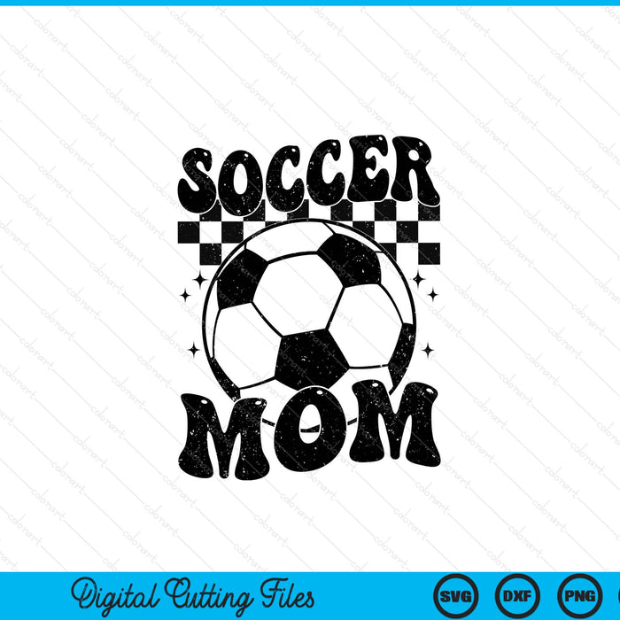 Checkered Soccer Mom Retro Soccer Season SVG PNG Digital Cutting File
