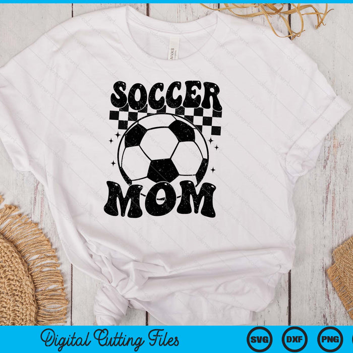 Checkered Soccer Mom Retro Soccer Season SVG PNG Digital Cutting File