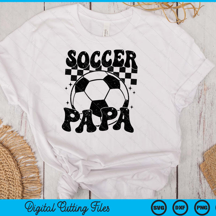 Checkered Soccer Papa Retro Soccer Season SVG PNG Digital Cutting File