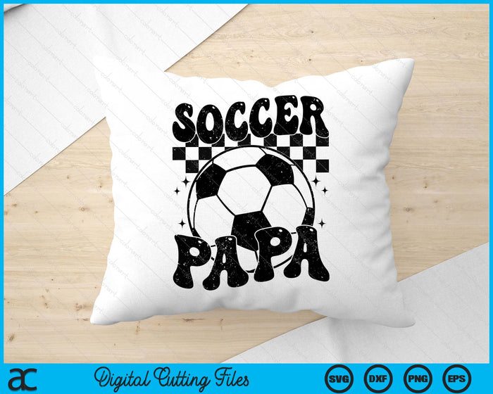 Checkered Soccer Papa Retro Soccer Season SVG PNG Digital Cutting File