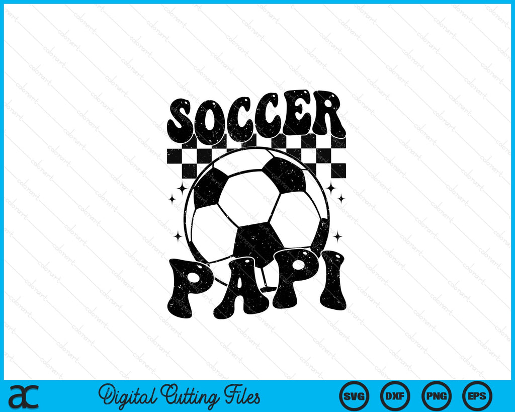 Checkered Soccer Papi Retro Soccer Season SVG PNG Digital Cutting File ...