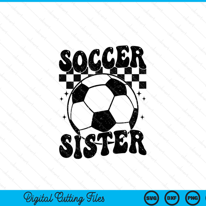 Checkered soccer sister retro season SVG cut file