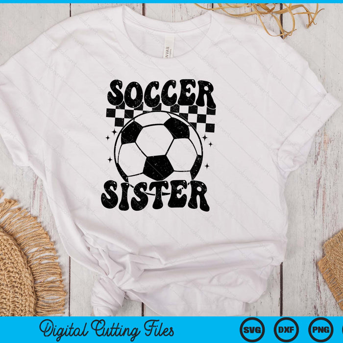 Checkered Soccer Sister Retro Soccer Season SVG PNG Digital Cutting File