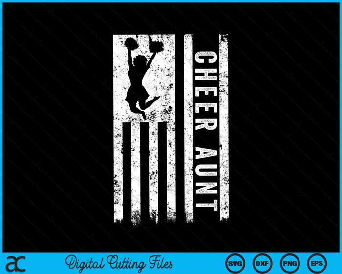 Cheer Aunt Vintage American Flag Cheerleader Squad SVG PNG Digital Cutting Files