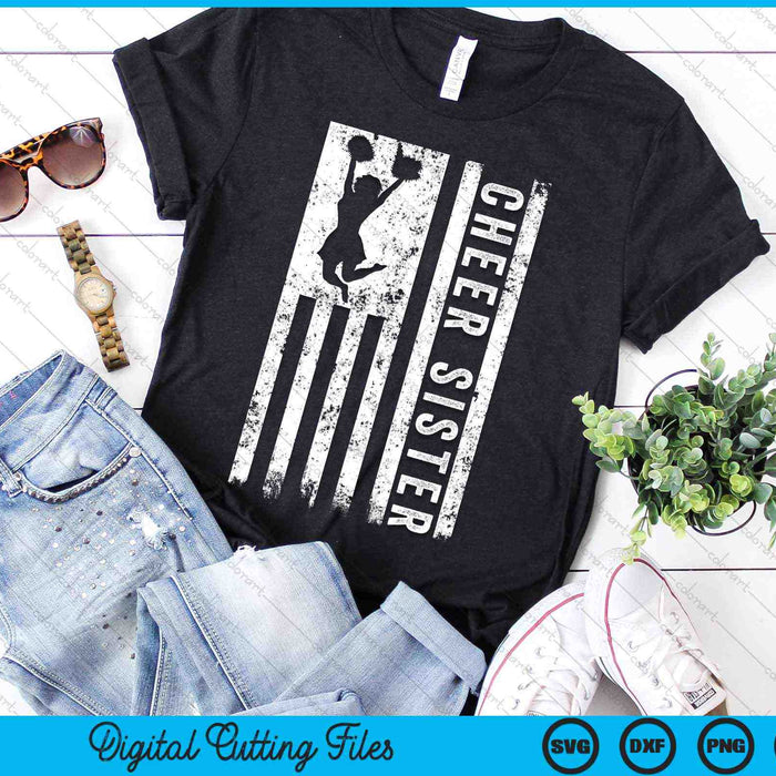 Cheer Sister American Flag Cheerleader Squad SVG PNG Digital Cutting Files