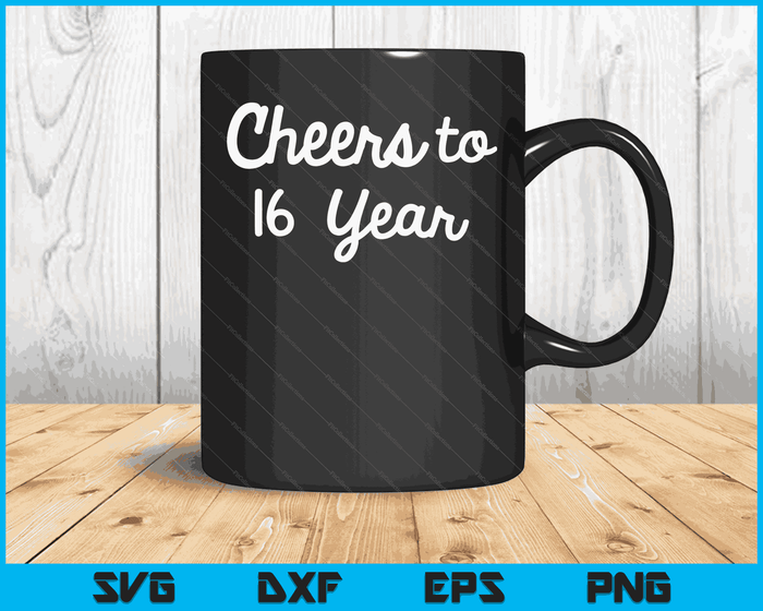 Cheers to 16 Year Sixteenth Paper Wedding Anniversary Party SVG PNG Cutting Printable Files