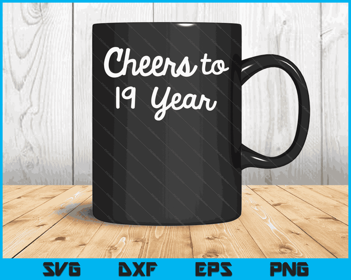 Cheers to 19 Year Nineteenth Paper Wedding Anniversary Party SVG PNG Cutting Printable Files