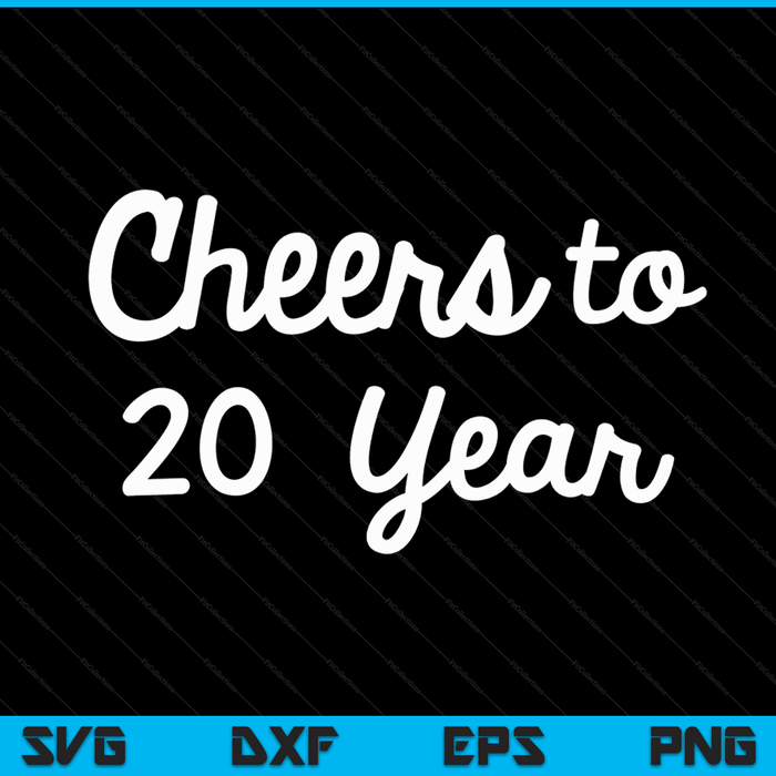 Cheers to 20 Year Twentieth Paper Wedding Anniversary Party SVG PNG Cutting Printable Files