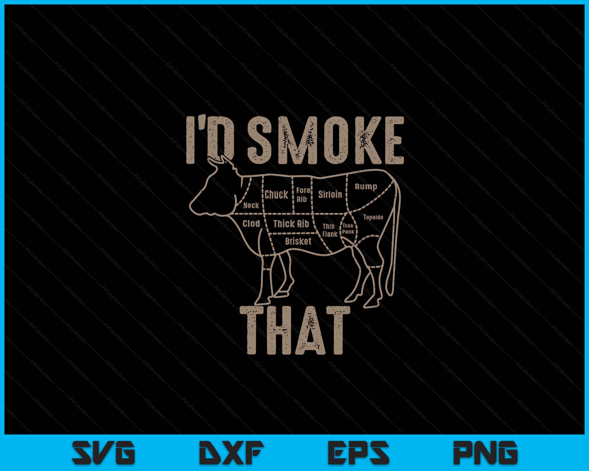 Chef Butcher Cook BBQ I'd Smoke That Cow Beef SVG PNG Printable Files ...